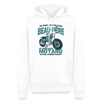 Le meilleur motard et le meilleur beau-père - Sweat à capuche Premium bio Homme - blanc - Devant - Nico (187cm)