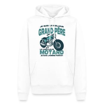 Le meilleur motard et le meilleur grand-père - Sweat à capuche Premium bio Homme - blanc - Devant - Nico (187cm)