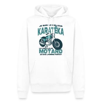 Le meilleur motard et le meilleur karatéka - Sweat à capuche Premium bio Homme - blanc - Devant - Nico (187cm)
