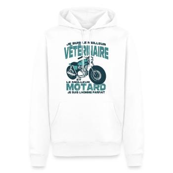 Le meilleur motard et le meilleur vétérinaire - Sweat à capuche Premium bio Homme - blanc - Devant - Nico (187cm)