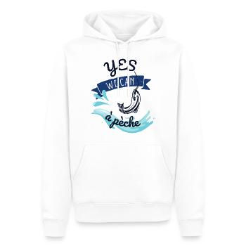 Yes We Canne a peche. Cadeau Humour Pêcheur Noël - Sweat à capuche Premium bio Homme - blanc - Devant - Nico (187cm)