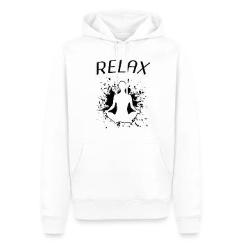 relax yoga namaste - Männer Premium Bio Hoodie - Weiß - Vorne - Nico (187cm)