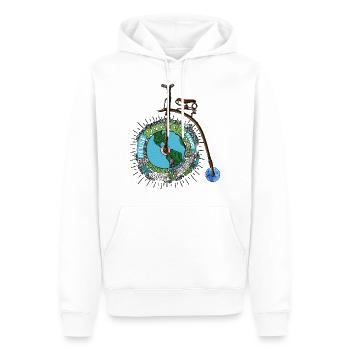Sauver la planète Terre Penny Farthing vélo Art - Sweat à capuche Premium bio Homme - blanc - Devant - Nico (187cm)