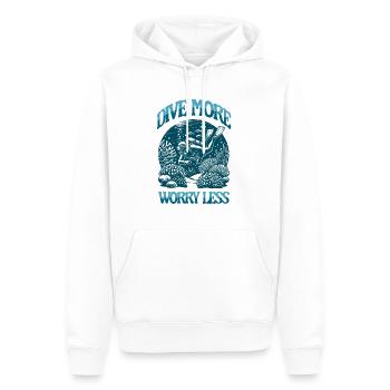 Dive More Worry Less Diver among Coral Reef Design - Men’s Premium Organic Hoodie - white - Front - Nico (187cm)