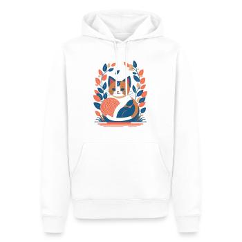 Abstract cat playing with a ball of wool - Men’s Premium Organic Hoodie - white - Front - Nico (187cm)