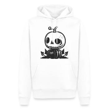Haunting Beauty: Skull with Pumpkin - Men’s Premium Organic Hoodie - white - Front - Nico (187cm)