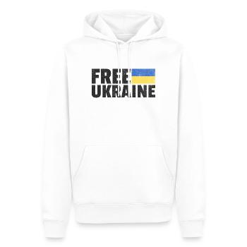 Ukraine libre : Soutenez la liberté ukrainienne - Sweat à capuche Premium bio Homme - blanc - Devant - Nico (187cm)