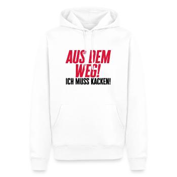 Aus dem Weg, ich muss kacken! Lustiger Spruch - Männer Premium Bio Hoodie - Weiß - Vorne - Nico (187cm)