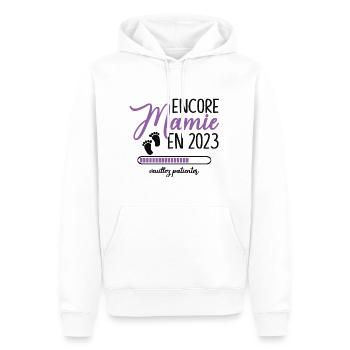 Encore Mamie 2023 Cadeau Future Grand Mère - Sweat à capuche Premium bio Homme - blanc - Devant - Nico (187cm)