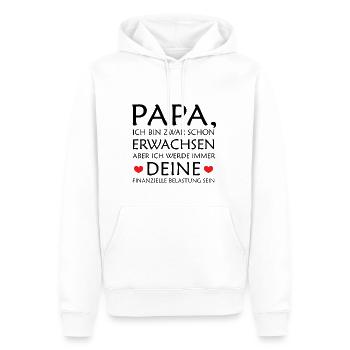 Papa: Finanzielle Belastung - Geschenk - Männer Premium Bio Hoodie - Weiß - Vorne - Nico (187cm)