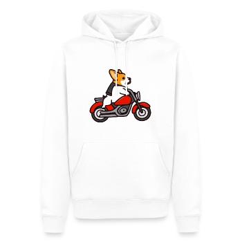 Motorrad Corgi Hund Welsh - Männer Premium Bio Hoodie - Weiß - Vorne - Nico (187cm)
