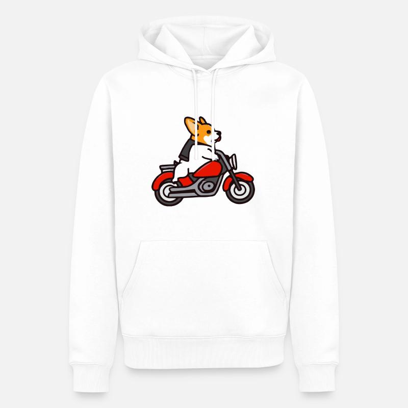 Moto Corgi Dog Welsh - Sweat à capuche Premium bio Homme - blanc