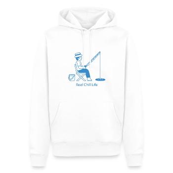 Reel Chill Life Fishing Pun Blue - Men’s Premium Organic Hoodie - white - Front - Nico (187cm)