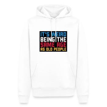 C’est bizarre d’avoir le même âge que les personnes âgées - Sweat à capuche Premium bio Homme - blanc - Devant - Nico (187cm)