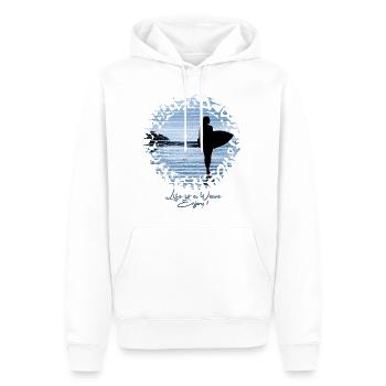 Beach surfer Life is a Wave, Enjoy! | Blue - Men’s Premium Organic Hoodie - white - Front - Nico (187cm)