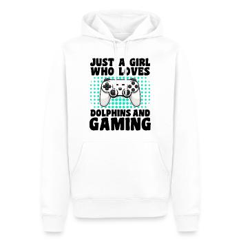 Gamer und Delfine: Videospiele und Delfine - Männer Premium Bio Hoodie - Weiß - Vorne - Nico (187cm)