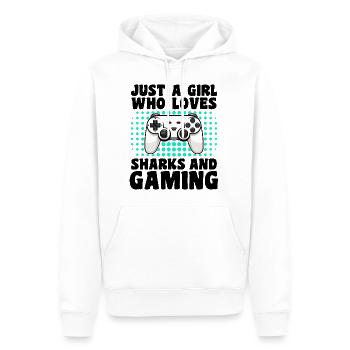 Gamer et Requins : Jeux Vidéo & Aventure Aquatique - Sweat à capuche Premium bio Homme - blanc - Devant - Nico (187cm)