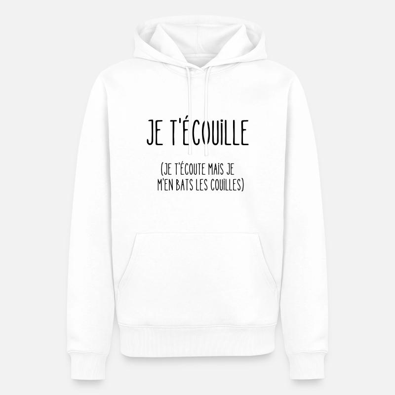 je t'écouille - Sweat à capuche Premium bio Homme - blanc