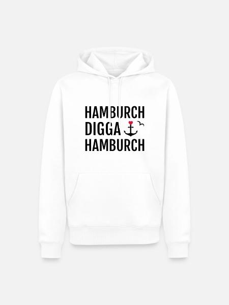 Hamburch DIGGA Hamburch - Männer Premium Bio Hoodie - Weiß