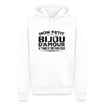 Cadeau bijou d'amour je t'aime de tout mon cœur - Sweat à capuche Premium bio Homme - blanc - Devant - Nico (187cm)