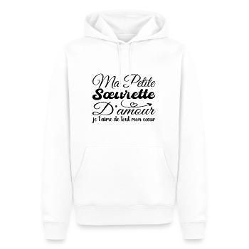 Cadeau sœurette d'amour, sœurette je t'aime - Sweat à capuche Premium bio Homme - blanc - Devant - Nico (187cm)