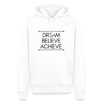 dream believe achieve - Männer Premium Bio Hoodie - Weiß - Vorne - Nico (187cm)