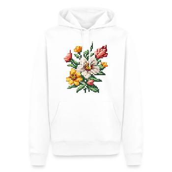 Blumen Pixel-Style - Männer Premium Bio Hoodie - Weiß - Vorne - Nico (187cm)