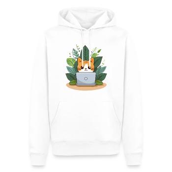 Cute cat with laptop - Men’s Premium Organic Hoodie - white - Front - Nico (187cm)
