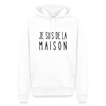 je suis de la maison - Sweat à capuche Premium bio Homme - blanc - Devant - Nico (187cm)