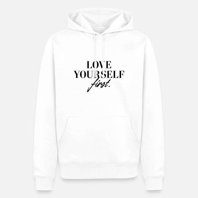Aimez-vous d’abord - Sweat à capuche Premium bio Homme - blanc