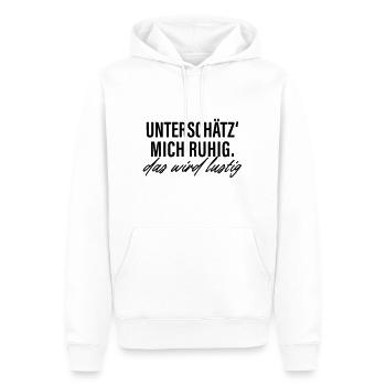 Unterschätz mich ruhig das wird lustig - Männer Premium Bio Hoodie - Weiß - Vorne - Nico (187cm)