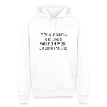 les gens qui ne savent pas ce qu'ils font ici - Sweat à capuche Premium bio Homme - blanc - Devant - Nico (187cm)