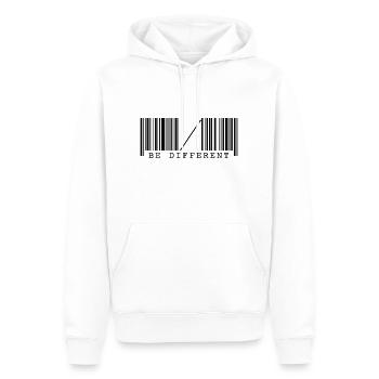 Be different barcode - Men’s Premium Organic Hoodie - white - Front - Nico (187cm)