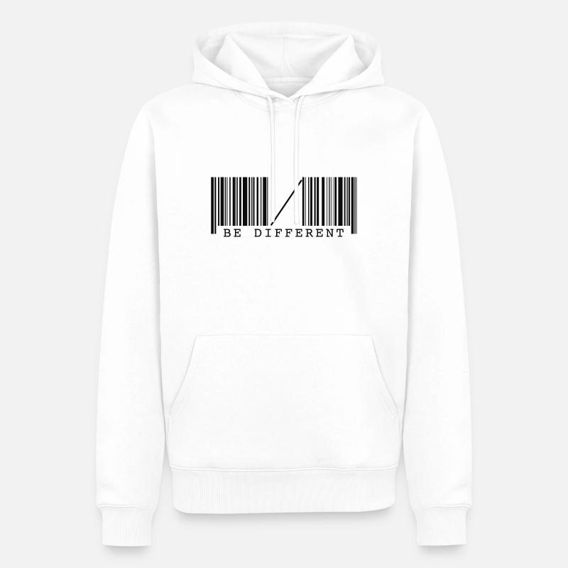 Être un code-barres différent - Sweat à capuche Premium bio Homme - blanc