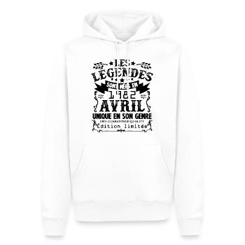 Vintage Flourish Cadeau Anniversaire Avril 1982 - Sweat à capuche Premium bio Homme - blanc - Devant - Nico (187cm)