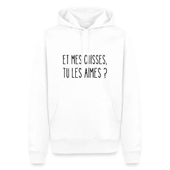 et mes cuisses tu les aimes - Sweat à capuche Premium bio Homme - blanc - Devant - Nico (187cm)