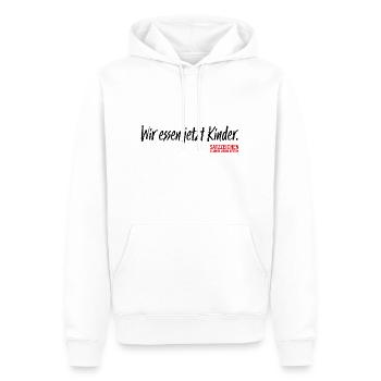 Wir essen jetzt Kinder - Männer Premium Bio Hoodie - Weiß - Vorne - Nico (187cm)