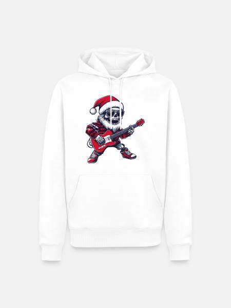 Skeleton Santa Christmas Guitar - Men’s Premium Organic Hoodie - white
