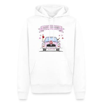 Voiture de mariage tout juste mariée rose - Sweat à capuche Premium bio Homme - blanc - Devant - Nico (187cm)