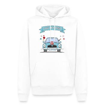 Voiture de mariage juste marié turquoise - Sweat à capuche Premium bio Homme - blanc - Devant - Nico (187cm)