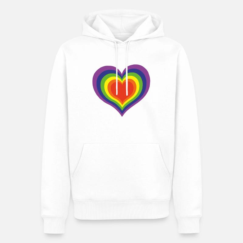 Herz Regenbogenfarben - Männer Premium Bio Hoodie - Weiß