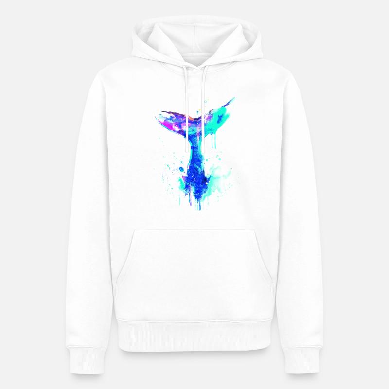aileron de baleine, aileron, baleine, baleine, graffiti - Sweat à capuche Premium bio Homme - blanc