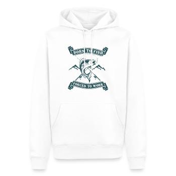 Born to fish forced to work - Sweat à capuche Premium bio Homme - blanc - Devant - Nico (187cm)