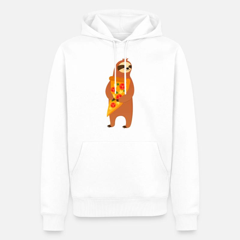 Sloth With Pizza Slice - Männer Premium Bio Hoodie - Weiß