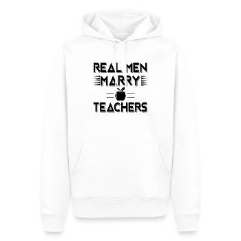 Real men marry teachers - fun school gift - Sweat à capuche Premium bio Homme - blanc - Devant - Nico (187cm)