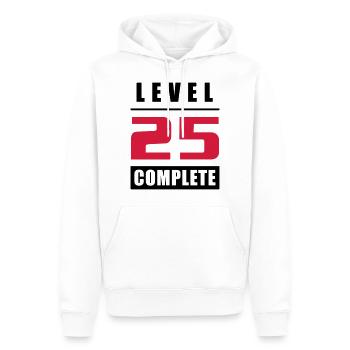 Level 25 - Complete - Men’s Premium Organic Hoodie - white - Front - Nico (187cm)