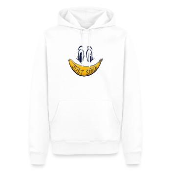 Cadeau de banane juste sourire visage chemise - Sweat à capuche Premium bio Homme - blanc - Devant - Nico (187cm)