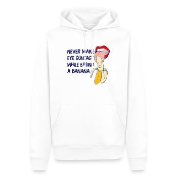 Banana Gift macht beim Essen niemals Augenkontakt - Männer Premium Bio Hoodie - Weiß - Vorne - Nico (187cm)