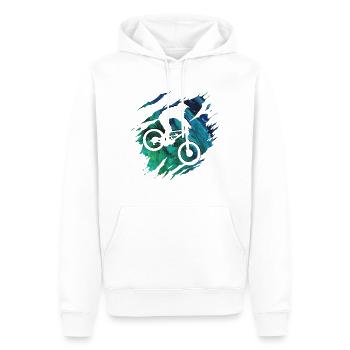 VTT - Mountainbiker Downhill cadeau - Sweat à capuche Premium bio Homme - blanc - Devant - Nico (187cm)