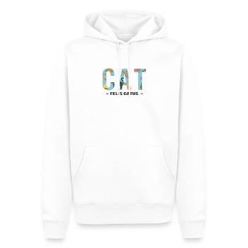 FELIS CATUS - Katzenspruch - Männer Premium Bio Hoodie - Weiß - Vorne - Nico (187cm)